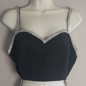 Sincerely Jules Elegant Black and Silver Women's Top